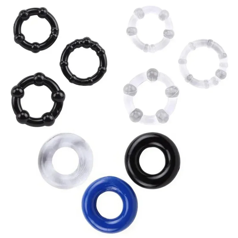 3pcs Stretchy Stay Hard Beaded Cock Ring Delay Ejaculation Trainer Scrotal Binding Ball Stretcher Silicone Cockring Men Sex Toys — image 1