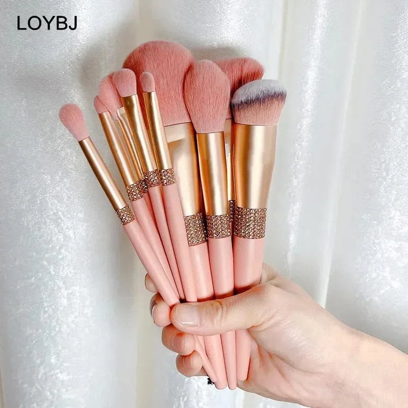 Juego de 10 Uds de brochas de maquillaje de diamantes, herramienta de mezcla de cosméticos, base en polvo, colorete, resaltado, sombra de ojos, cepillo para cejas y pestañas — image 6
