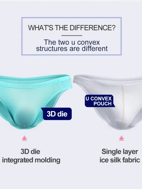 2 pezzi mutande da uomo in seta di ghiaccio traspirante sexy sottile U convesso trasparente un pezzo pantaloncini a triangolo a vita bassa testa — image 3