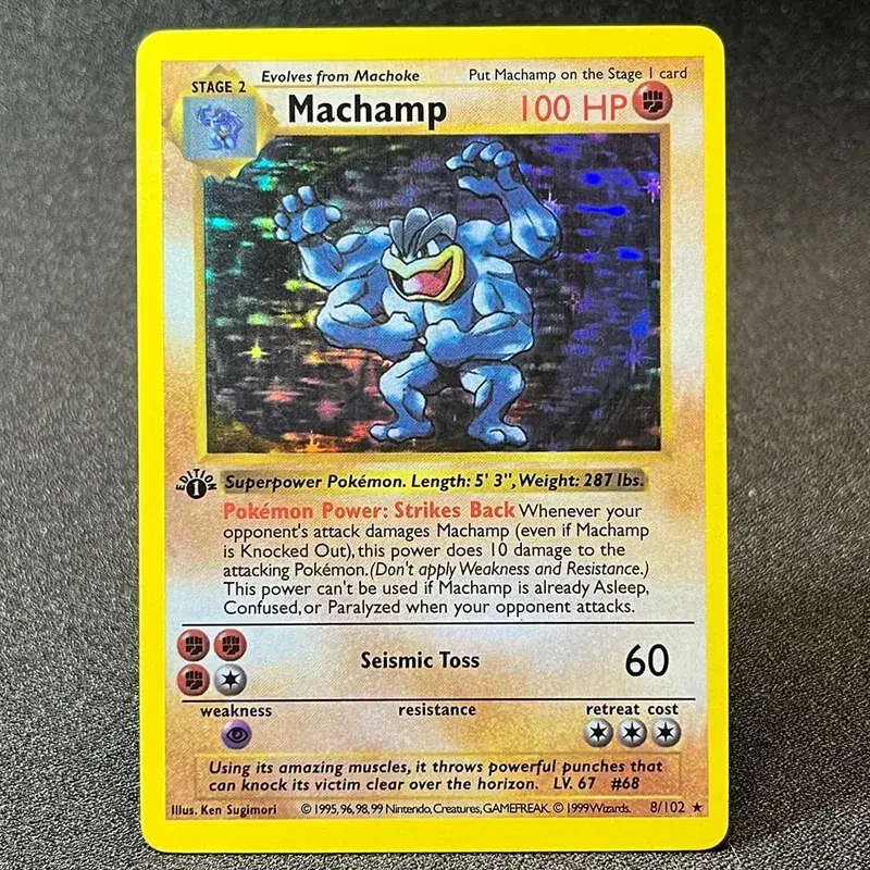 Carte foil PKM Charizard Blastoise Venusaur Alakazam Mewtwo Zapdos Raichu 1996 1a edizione Game Collection Carte proxy PTCG — image 23