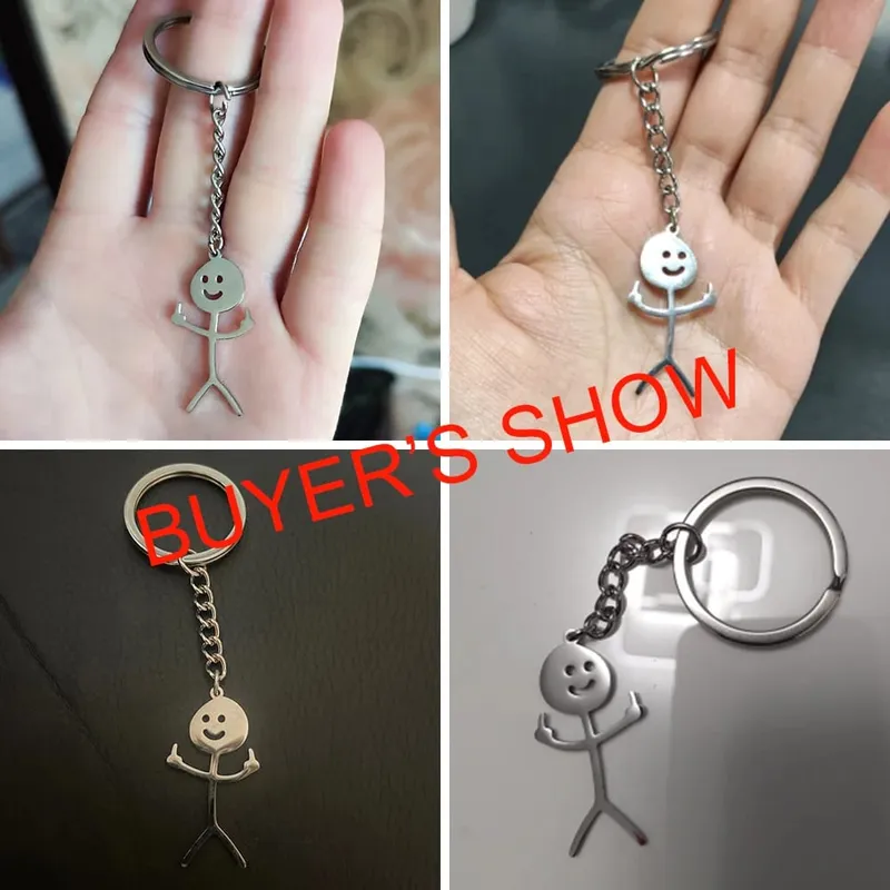 Teamer ตลกนิ้วกลาง Stickman พวงกุญแจ 2026 แนวโน้มน่ารักกระเป๋าจี้รถคู่ใหม่ Trinket ของขวัญพวงกุญแจ — image 3