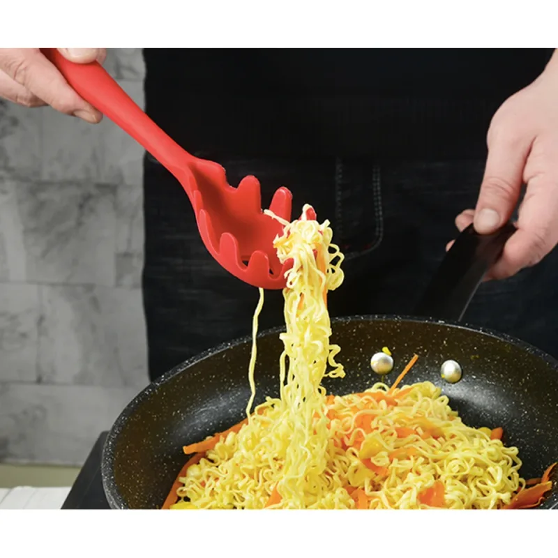 11.2 inch Pasta Vork Premium Siliconen Spaghetti Zeef Hittebestendige Noodlepel Server Food Grade Keuken Koken Gereedschap — image 6