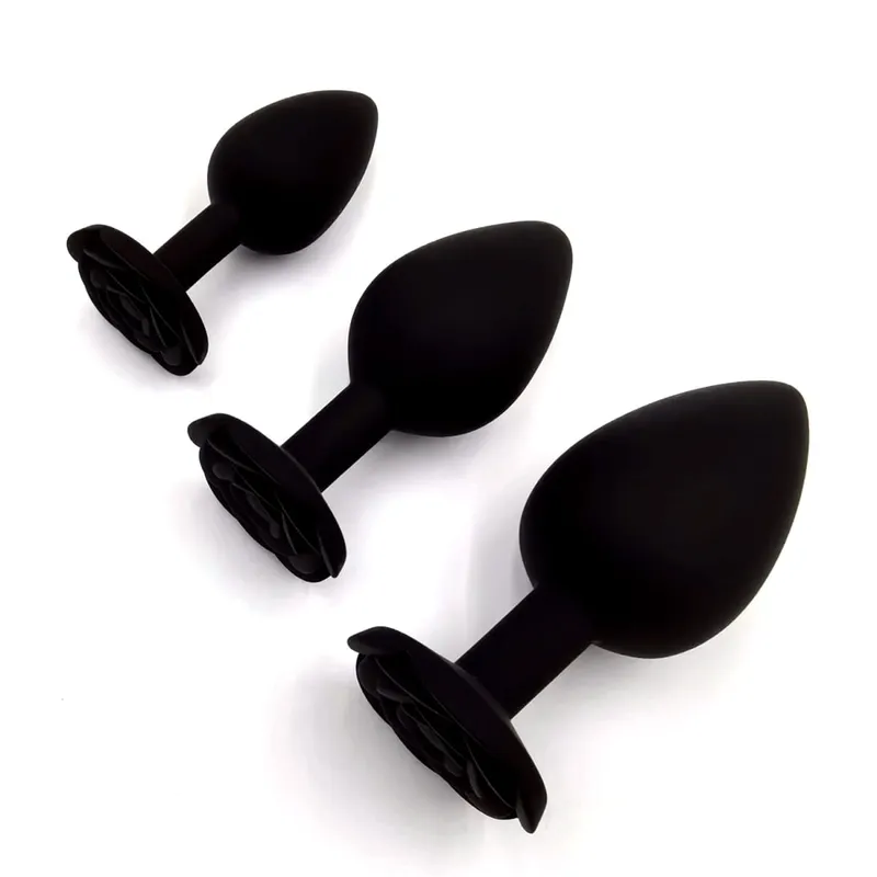 Zachte Siliconen Rose Bloem Anale Plug Beginner Tot Expert 3 Maten Butt Plug Anus Trainer Dildo Adule Speeltjes voor Paar Vrouwen Mannen — image 5