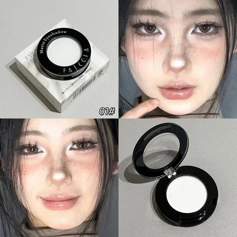 Sombra de ojos gótica Rojo Mate, sombra de ojos de gusano de seda blanca, paleta de delineador de ojos, maquillaje de ojos, Cosméticos de sombra de ojos ahumados Punk azul mate — image 2