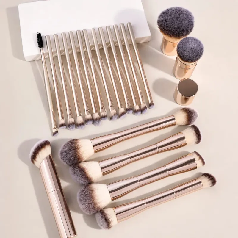 20 ชิ้น Professional แปรงแต่งหน้าแปรงแต่งหน้าโลหะ Wand พร้อมกระเป๋ากำมะหยี่ Soft Foundation Powder Blush อายแชโดว์ Eyebrow B — image 2