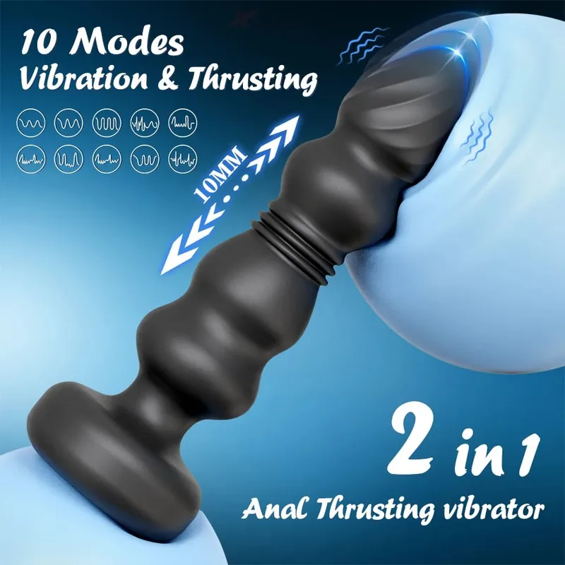 Telescopic Prostate Massage Vibrator Male Anal Plug for Female Ass Butt Plug Ball Vibrating Adults Sex Toys for Women Men Gay — image 2