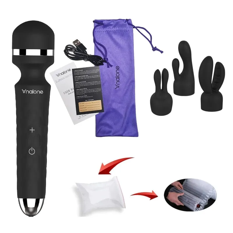 Nalone Krachtige Vibrator Optioneel 3 Nozzles USB Opladen Toverstaf AV Vibrator Stimulator Trillingen Dildo Volwassen 18+ Vrouwen Seksspeeltje