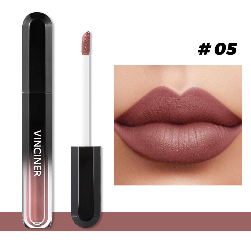 12 สีลิปสติก Matte Dark BROWN Lip GLOSS เครื่องสำอางค์กันน้ำสีแดง Lip Glaze Non-Stick CUP LongLasting lip Tint แต่งหน้า