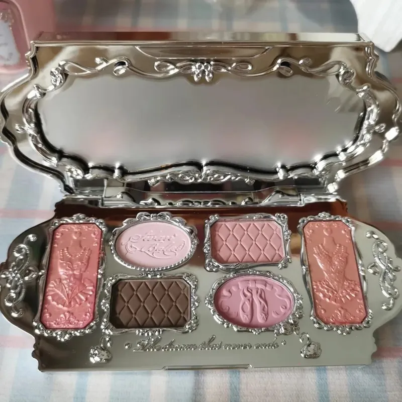 Flower Knows-Bolso de mano con patrón de diamantes, edición limitada, juego de maquillaje, sombra de ojos, corrector, colorete, delineador de ojos, lápiz labial, colección de belleza