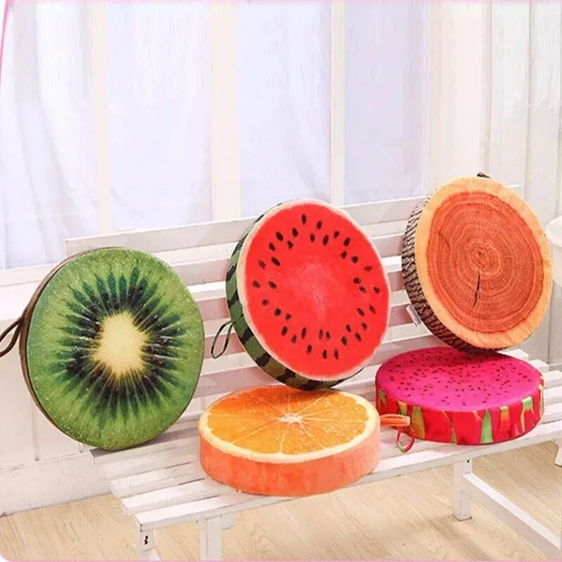 Zachte Ronde Fruit Kussen Simulatie Fruit Slice Print Zitkussen Gevulde Innerlijke Pluche Stof Sofa Kussen Sofa Decor — image 5