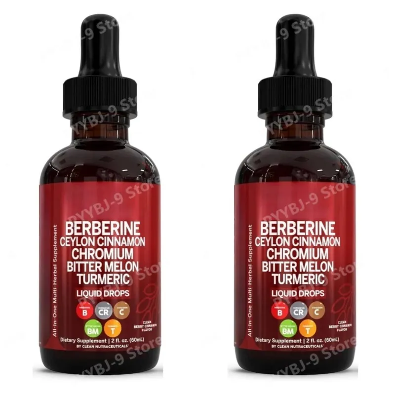Berberina Cromo Curcuma Ginseng Gocce liquide 60ml Integratore a base di erbe biologico Supporto quotidiano per l'equilibrio del benessere per adulti — image 9