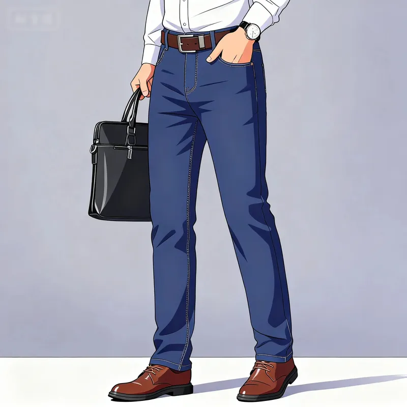 Jean extensible droit décontracté pour hommes, nouveau pantalon en Denim de travail classique bleu noir, à la mode, vêtements de marque masculine, printemps automne 2026 — image 4