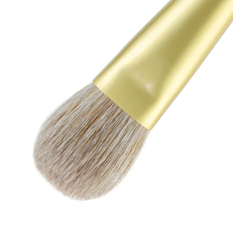 SD02 Pincel de maquiagem profissional feito à mão, pincel redondo plano, blush, iluminador, cabra macia, cabelo de raposa vermelha