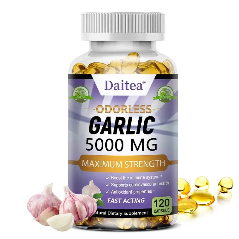 Garlic Extract Capsules 5000mg Balance Cholesterol Help Immunity Heart Health Detoxification Cleansing — image 1