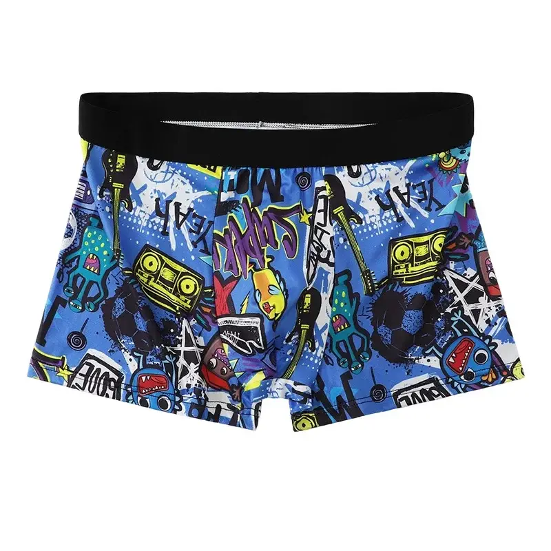 5 Stück zufällige atmungsaktive Boxer-Unterwäsche für Herren mit bunten Graffiti-Mustern, elastischem Bund, trendige und modische Unterwäsche — image 14