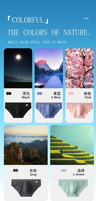 New Arrival Men's Briefs Ice Silk Underwear Seamless Breathable Low Waist Panties Shorts — image 8