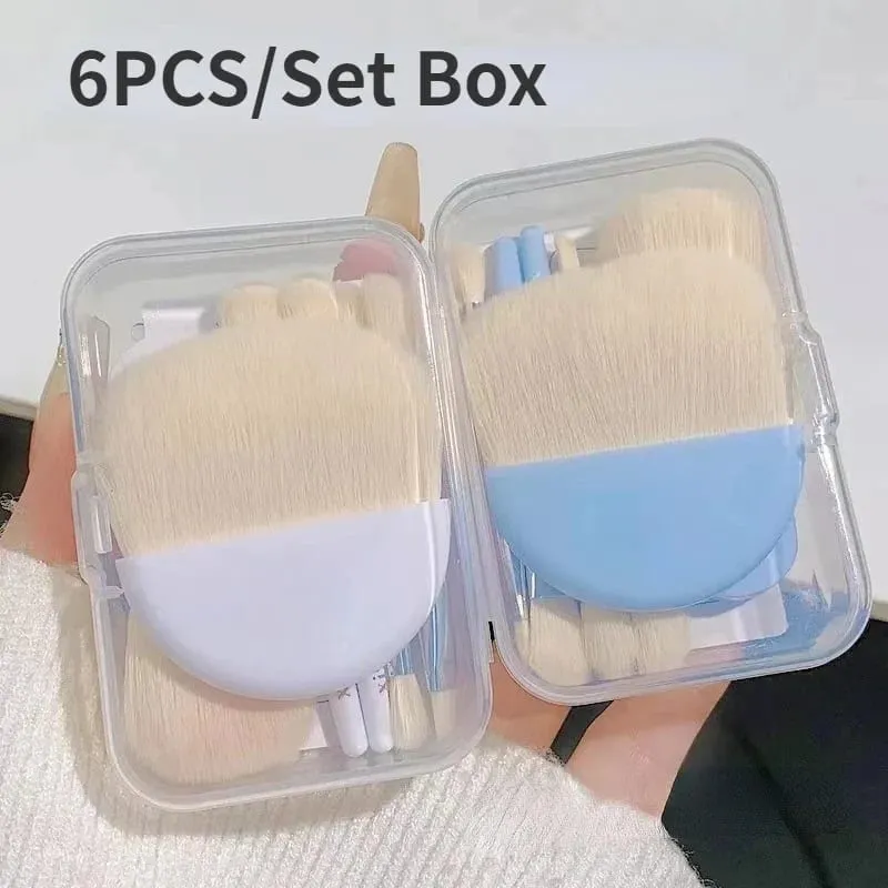 6Pcs Mini Makeup Brushes Set With Box Portable Cosmetic Powder Foundation Blush Blending Concealer Make Up Brushes Makeup Tool — image 1