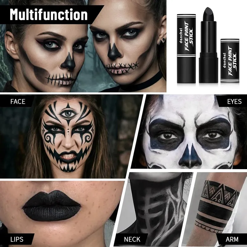 Halloween Gothic Makeup Kit Opbevaringstaske Dark Cream Blush Sort Hvid Ansigtsmaling Stick Cosplay Fest Festival Ansigt Kropsmakeup — image 5