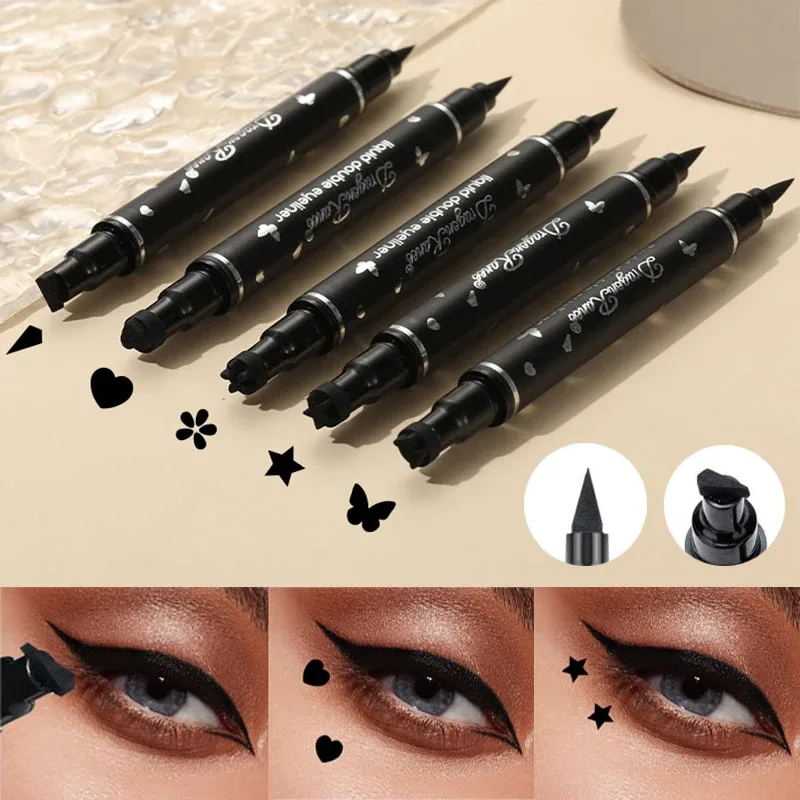 Dragon Ranee ดาวสีดำ Hearts อายไลเนอร์ดินสอ Double-head 2 IN 1 Smooth Quick Dry Liquid Eye Liner รูปร่างปากกาแต่งหน้า — image 5