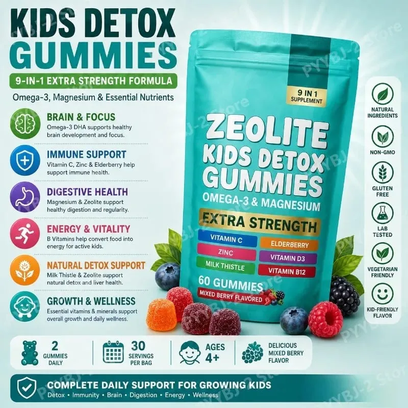 Zeolite Gummies 60 Count Contain Multivitamin Omega-3 Magnesium and Elderberry Support Detoxification & Immune System Health — image 1