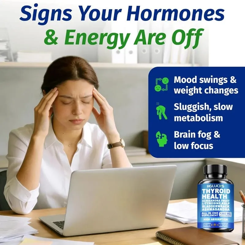 Organic Thyroid Function Support Capsules with L-Tyrosine Kelp for Immune System Metabolism Daily Energy & Mental Focus — image 4
