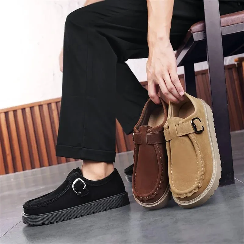 Loafers Kasual Suede Beige Lelaki dalam Saiz Besar Kasut Berjalan Tak Licin Bertapak Tebal Selesa Kasut Bergaya dan Bergaya 2025 — image 3