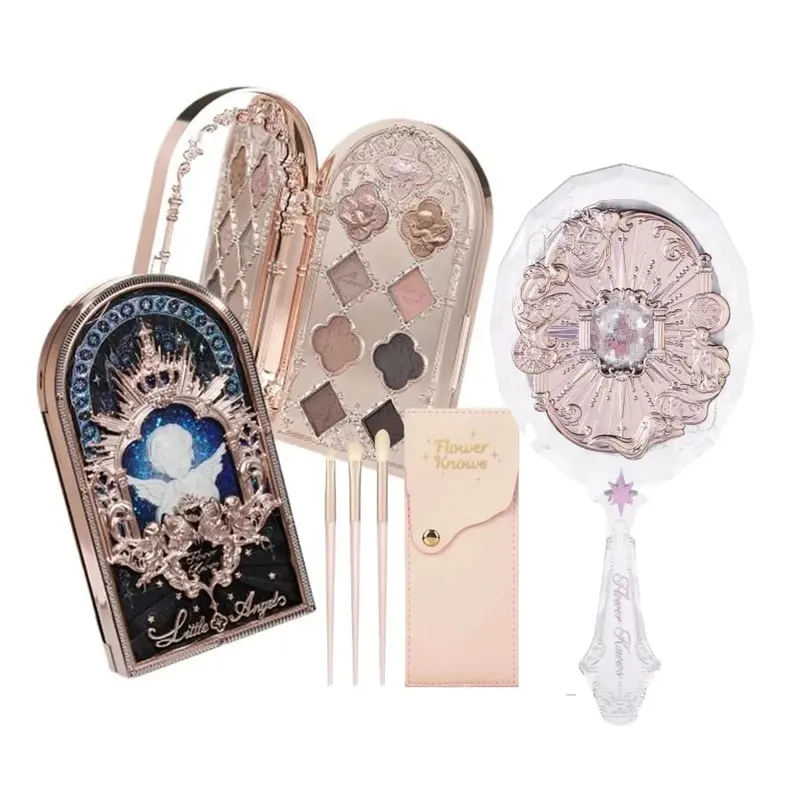 Flower Knows Little Angel Eyeshadow Palette Hand Mirror Brush Set Delicate Matte Glow Shimmer Flowerknows Edens Angel Eyeshadows — image 2