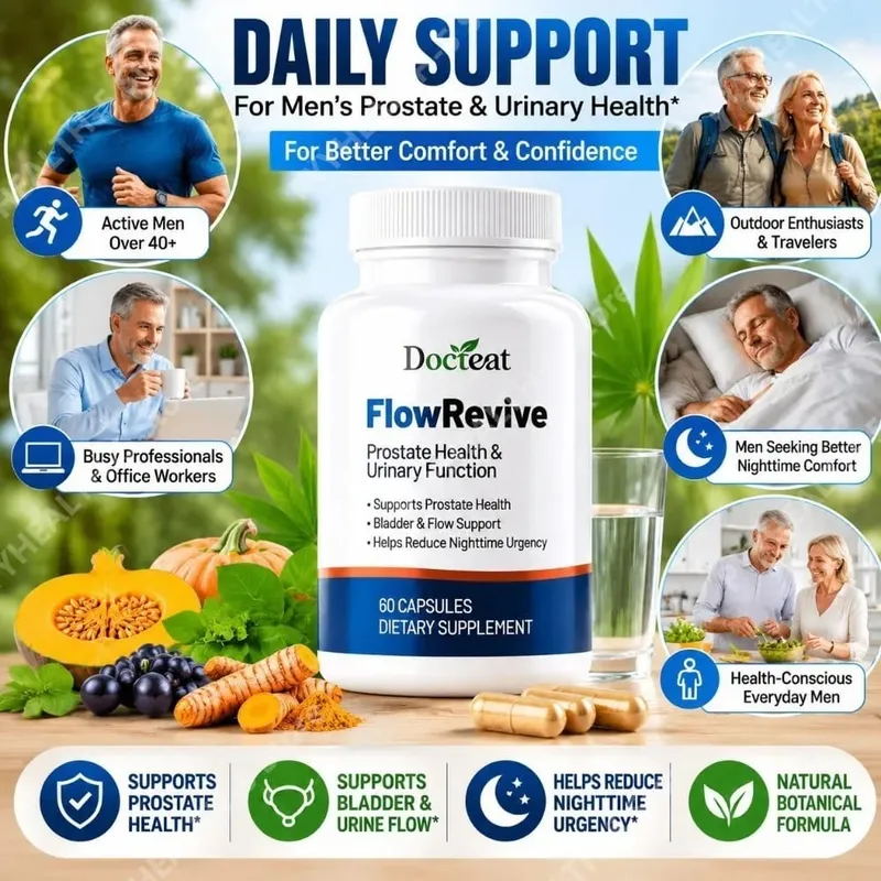 Integratore prostatico per uomo Saw Palmetto FlowRevive Capsule con estratto di semi di zucca Supporta la salute della vescica urinaria 60 conteggi