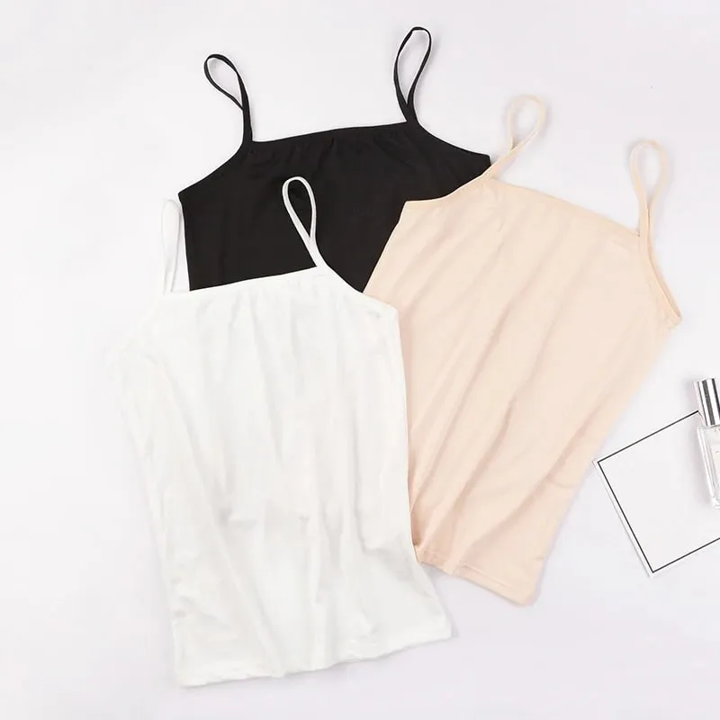 Solid Color Sleeveless Camisole Vest Casual Basic Slim Tank Top All Match Daily Women Summer Fashion Streetwear Tops Underwear