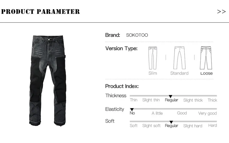 Mænd Patch Cargo Denim Jeans Streetwear Nitte Frigivet Hem Patchwork Bukser Knap Flue Løse Lige bomuldsbukser — image 7