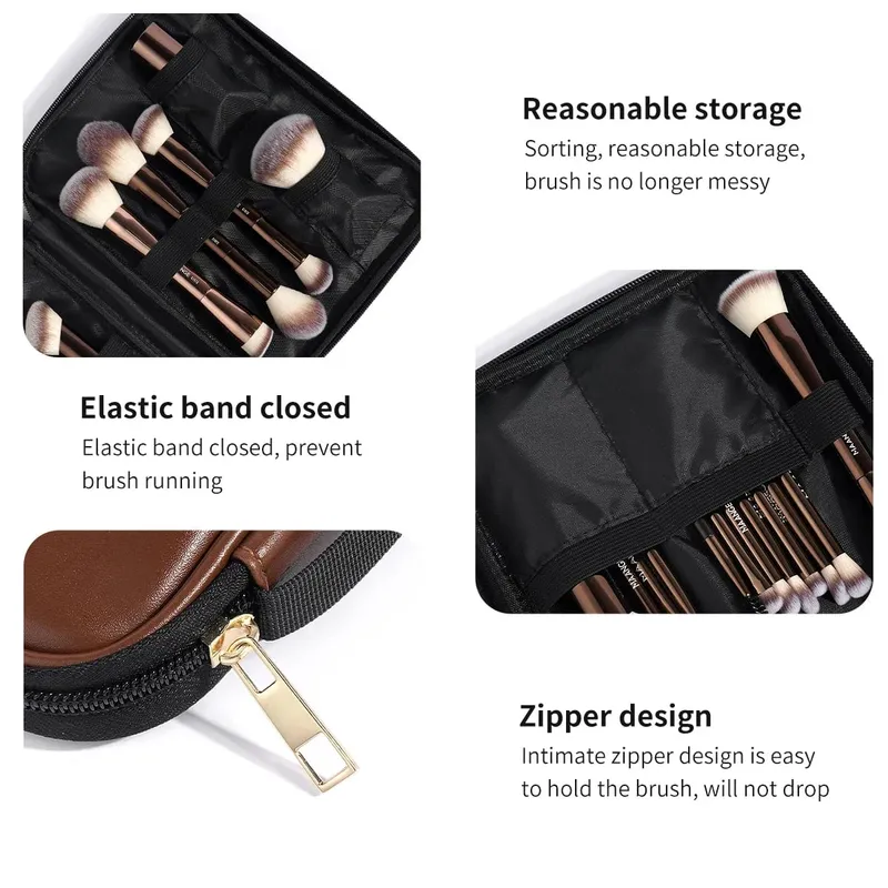 Kit Kuas Rias Pro 20 Buah Kuas dengan Tas Penyimpanan Alas Bedak Ujung Ganda Kuas Eyeshadow Blush Kit Pencampur Kecantikan — image 4