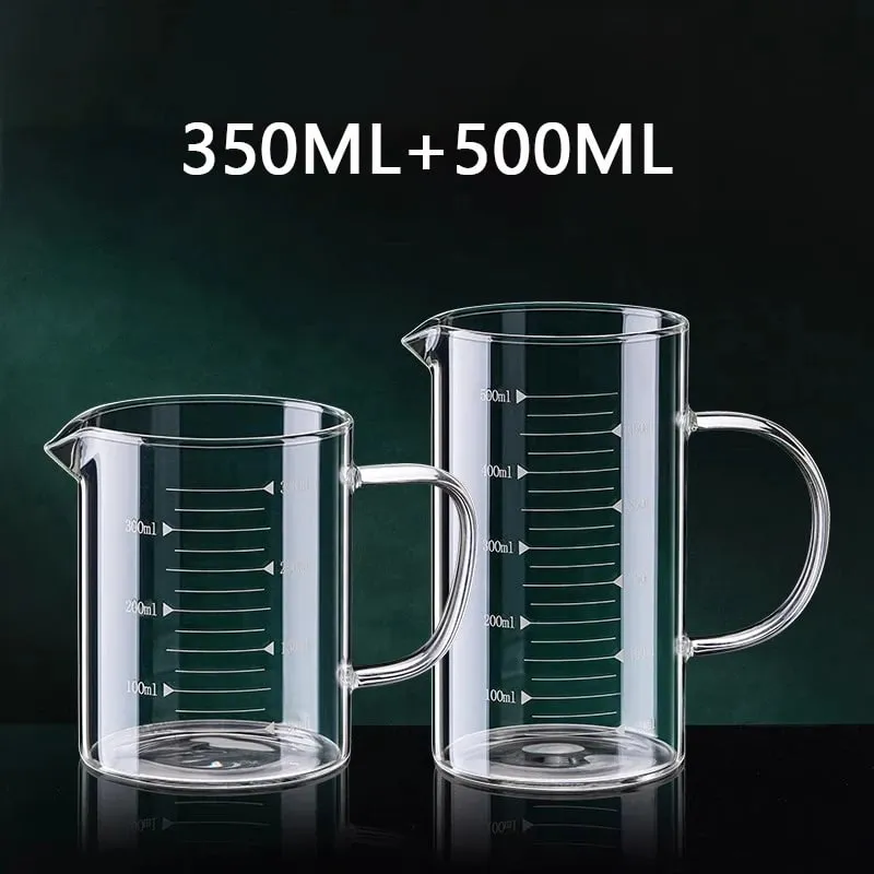 1/2 szt. Szklana miarka z uchwytem żaroodporna zlewka laboratoryjna kuchenna miarka do kawy i mleka 250/350/500/1000ml — image 14