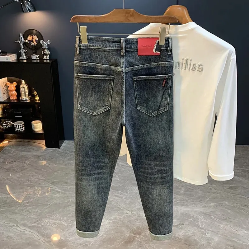2025 nuovi jeans conici Micro Haren per pantaloni a gamba piccola allentati elastici casual alla moda autunno da uomo — image 8