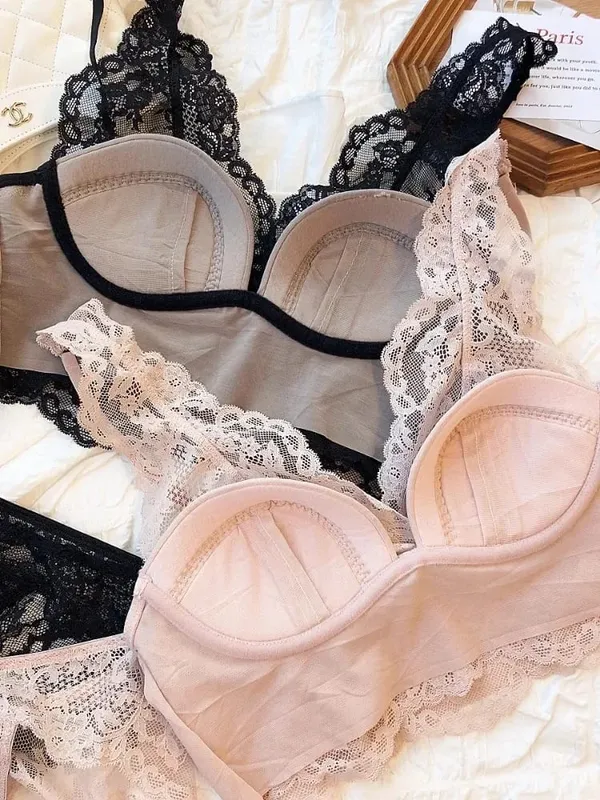 Lace Bralette Set - Wireless Anti Sagging Bra Adjustable Breathable Lingerie No Underwire Comfort Thin Sexy Everyday Wear — image 5