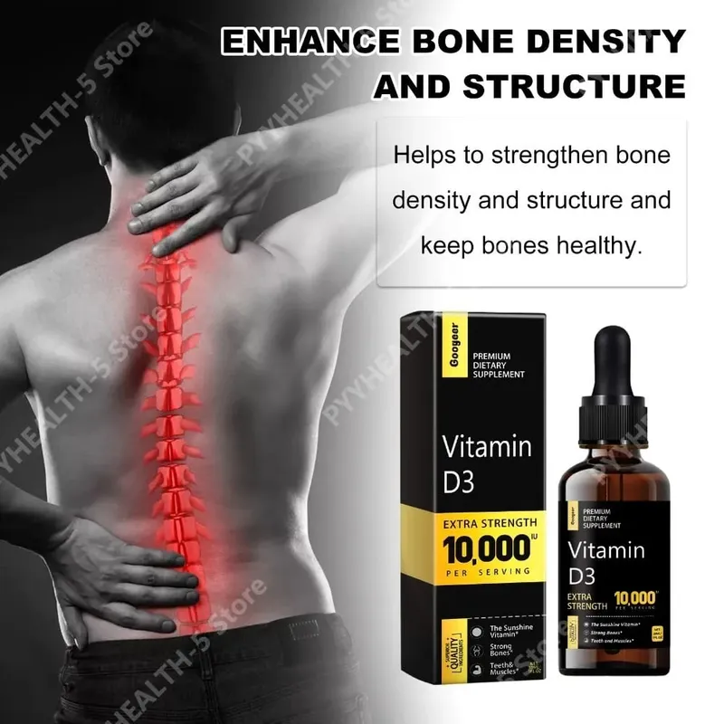 Vitamin D Liquid 10 000 IU Extra Strength Quickly Absorbed Supports Strong Bones with Vitamin C and Calcium 30 ML Net — image 4