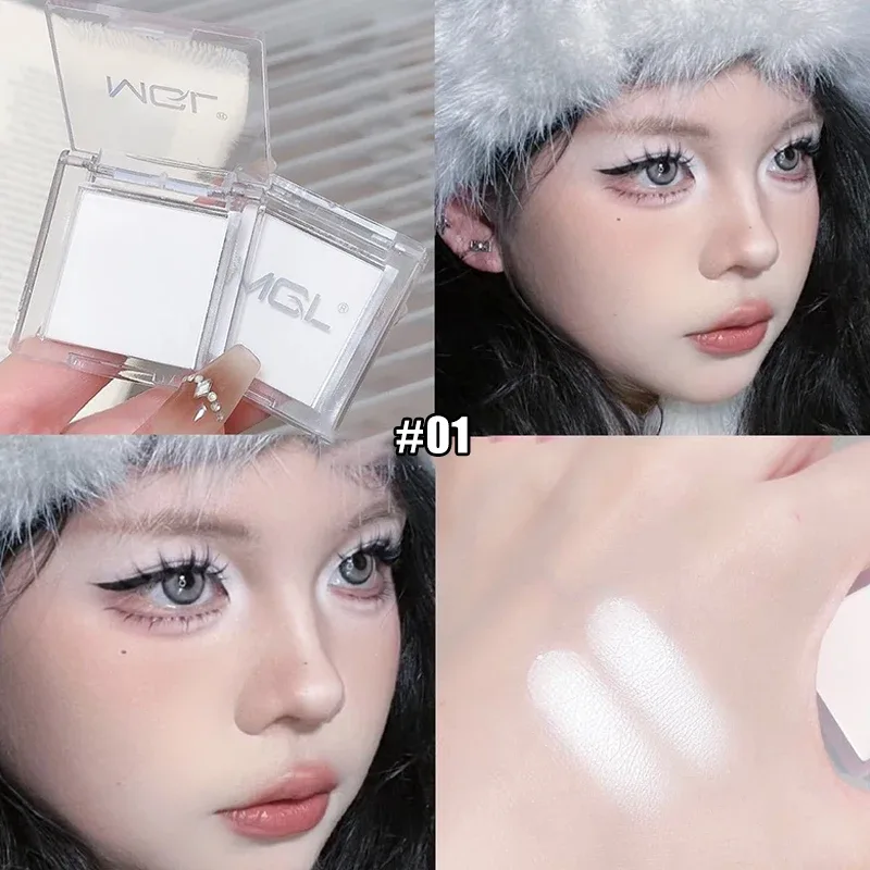 Mat hvid monokrom øjenskyggepalette Naturlig 3D Brightening Eyeshadow Highlighter Powder Langtidsholdbar øjenmakeuppalette