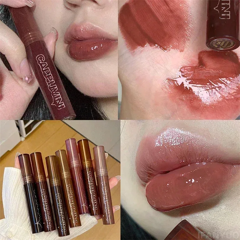 Mirror Watery Chocolate Lip Gloss Langanhaltender feuchtigkeitsspendender Crystal Jelly Lip Tint Lippenstift Nature Nude Lips Makeup Cosmetics — image 8