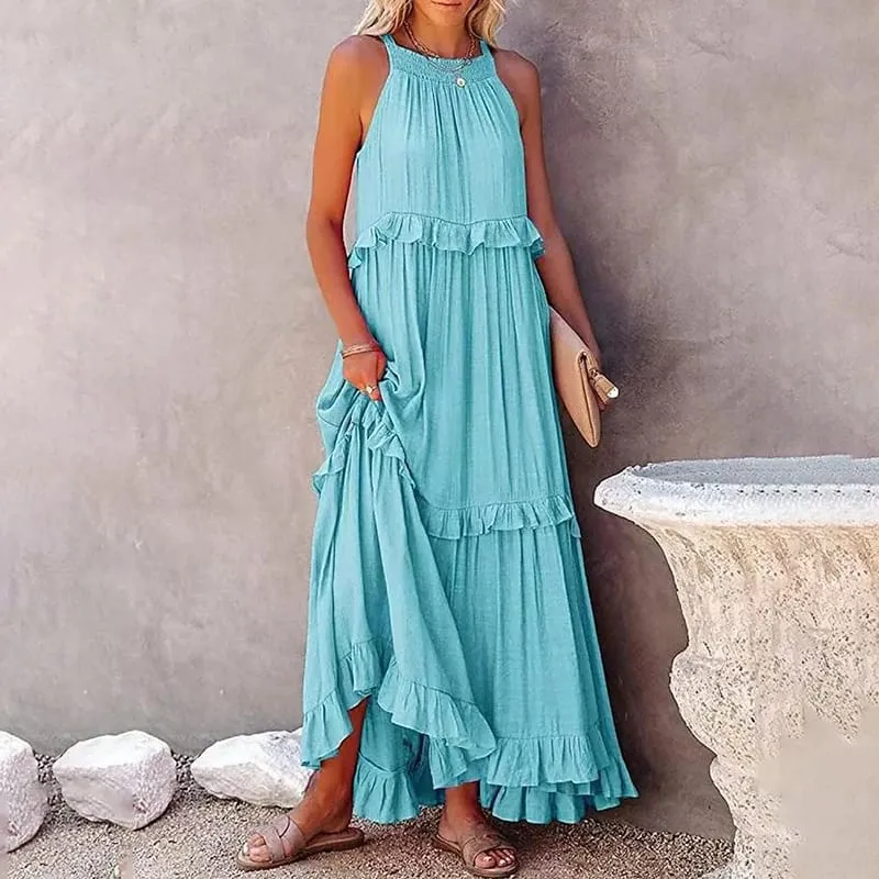 ผู้หญิงสบายๆ Ruffles ชุดยาวฤดูร้อน Elegant Sundress Elegant Harajuku Maxi ชุด Beach Party ชุดราตรี Vestido — image 11
