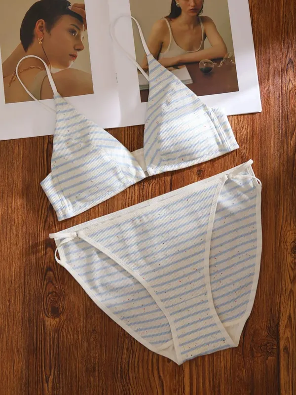 Kvinder Front lukning BH Sæt Sommer Tynd Let Bomuld Fransk Trekant Skål Rygløs Beauty Back Lingeri dragt til lille bryst S-XL — image 14