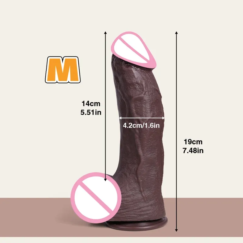 Kæmpe realistisk dildo dobbeltlags silikone penis blød stor pik 2 farver 4 størrelser til kvinder Onani sexlegetøj Voksen forsyninger — image 8