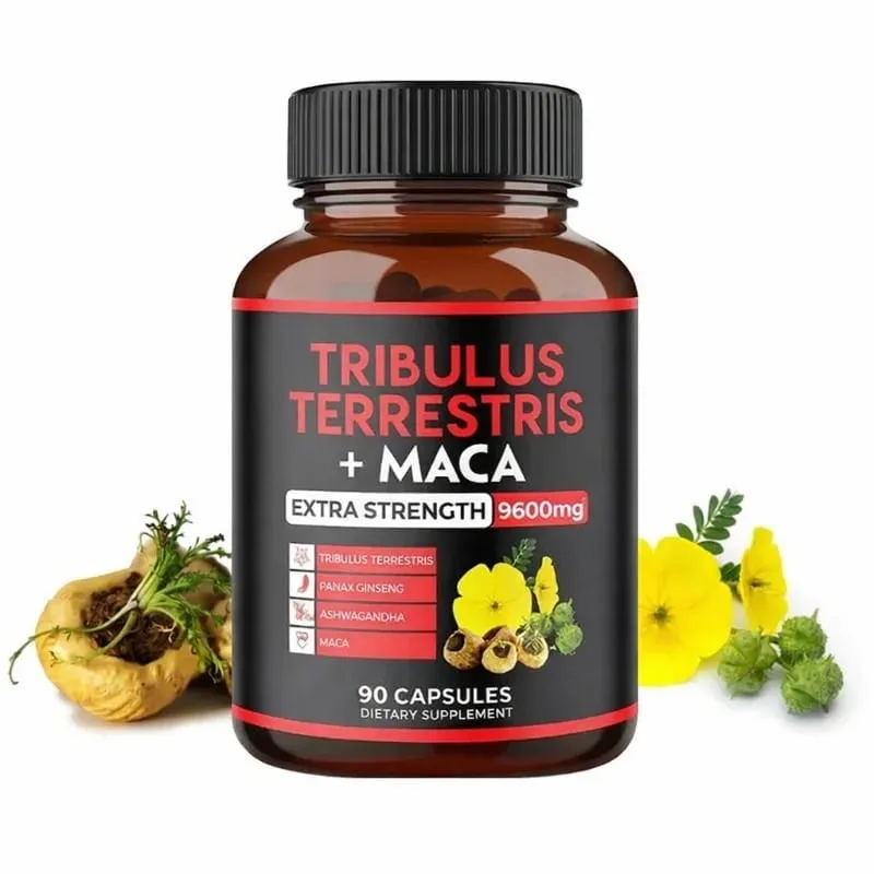 Tribulus Terrestris + Maca Root Extract Supplement understøtter energivitalitet Naturlig urtesundhed Ikke-GMO 90 veganske kapsler