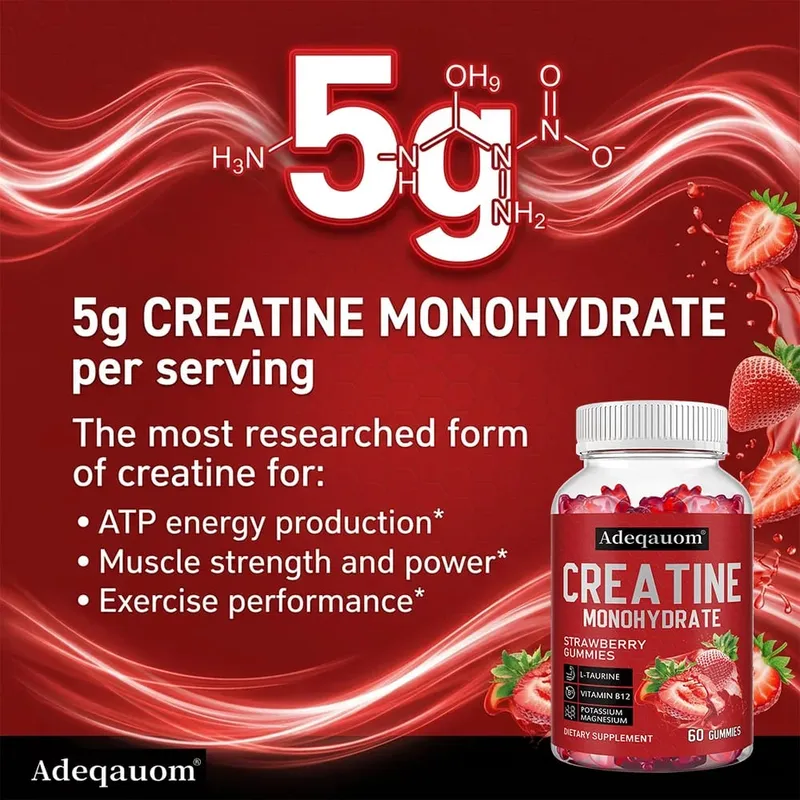 Creatine Monohydrate Gummies 5000mg Υποστήριξη πριν και μετά την προπόνηση για μυϊκή δύναμη και ανάκτηση χτίζοντας μυϊκή μάζα Vegan — image 4