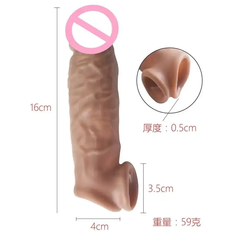 14/16/20 CENTIMETRI Realistico Manicotto Del Pene Extender Riutilizzabile Dildo Preservativo Eiaculazione di Ritardo Cazzo Allargamento Giocattoli Del Sesso per Gli Uomini — image 8