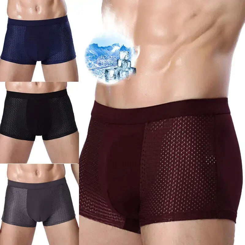 Sous-vêtements respirants doux en maille de soie glacée pour hommes, avec technologie d'évacuation de l'humidité, Design en U pour plus de confort — image 2