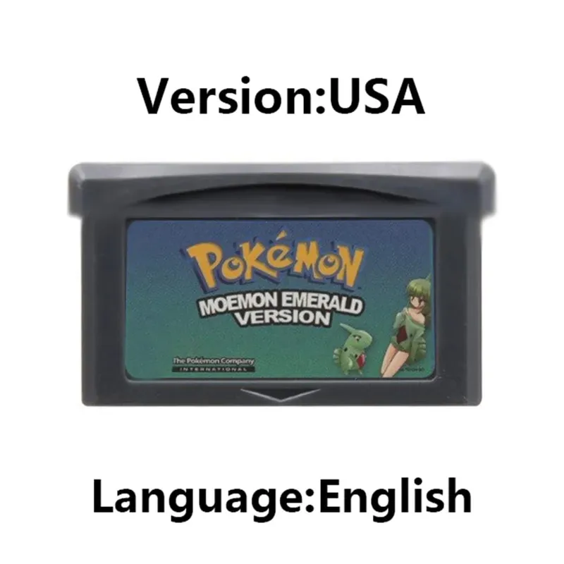 GBA Pokemon Game Cartridge 32-Bit Video Game Console Card AshGray Liquid Crystal Light Platinum Moemon Emerald English Language — image 8