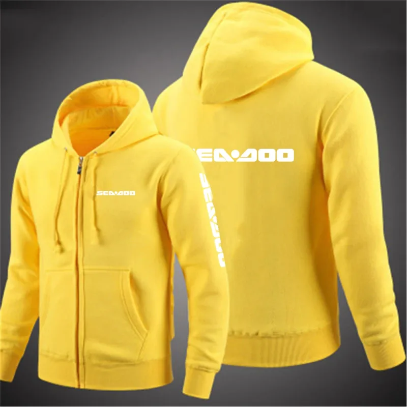 Sea Doo Seadoo Moto 2023 hommes nouveau manches longues coton couleur unie fermeture éclair sweats à capuche pour couple personnalisé sweat à la mode hauts — image 3