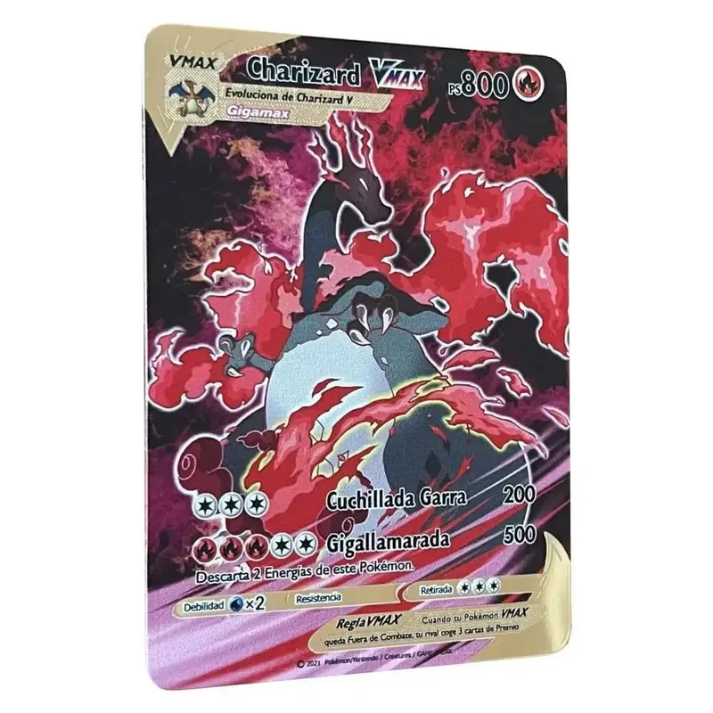 Pokemon Metal Cards in Spanish Pikachu Arceus Charizard DIY Trading Flash Card Anime Cartoon Gift — image 3