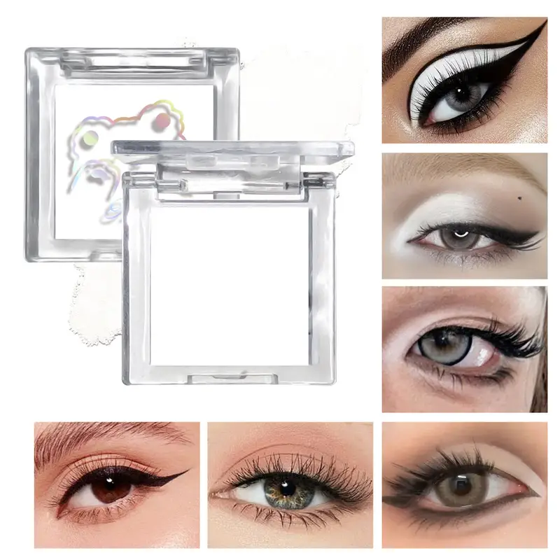 Hvid øjenskyggepalet Mat Shimmer Highlighter Vandtæt Langtidsholdbar oplysende øjenmakeup til skæring af krøller — image 2