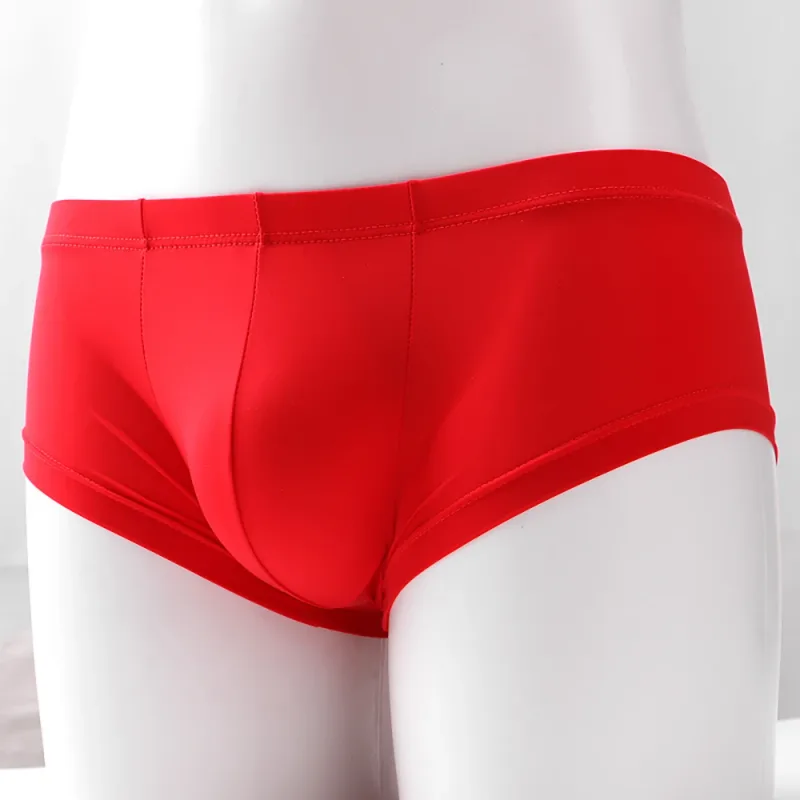 1pc Men's Ice Silk Low Waist Briefs Elastic Solid Color U-Convex Pouch Panties Lingerie Male Underwear Underpants — image 9