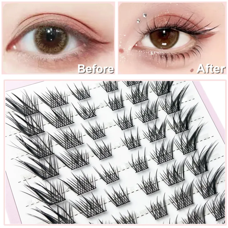 Küme Kirpikler Doğal Kirpik Uzatma Kabarık Tilki Gözü Kirpikler Karışık Tary Büyük Kapasiteli Anime Kirpikler DIY Kirpik Küme — image 4